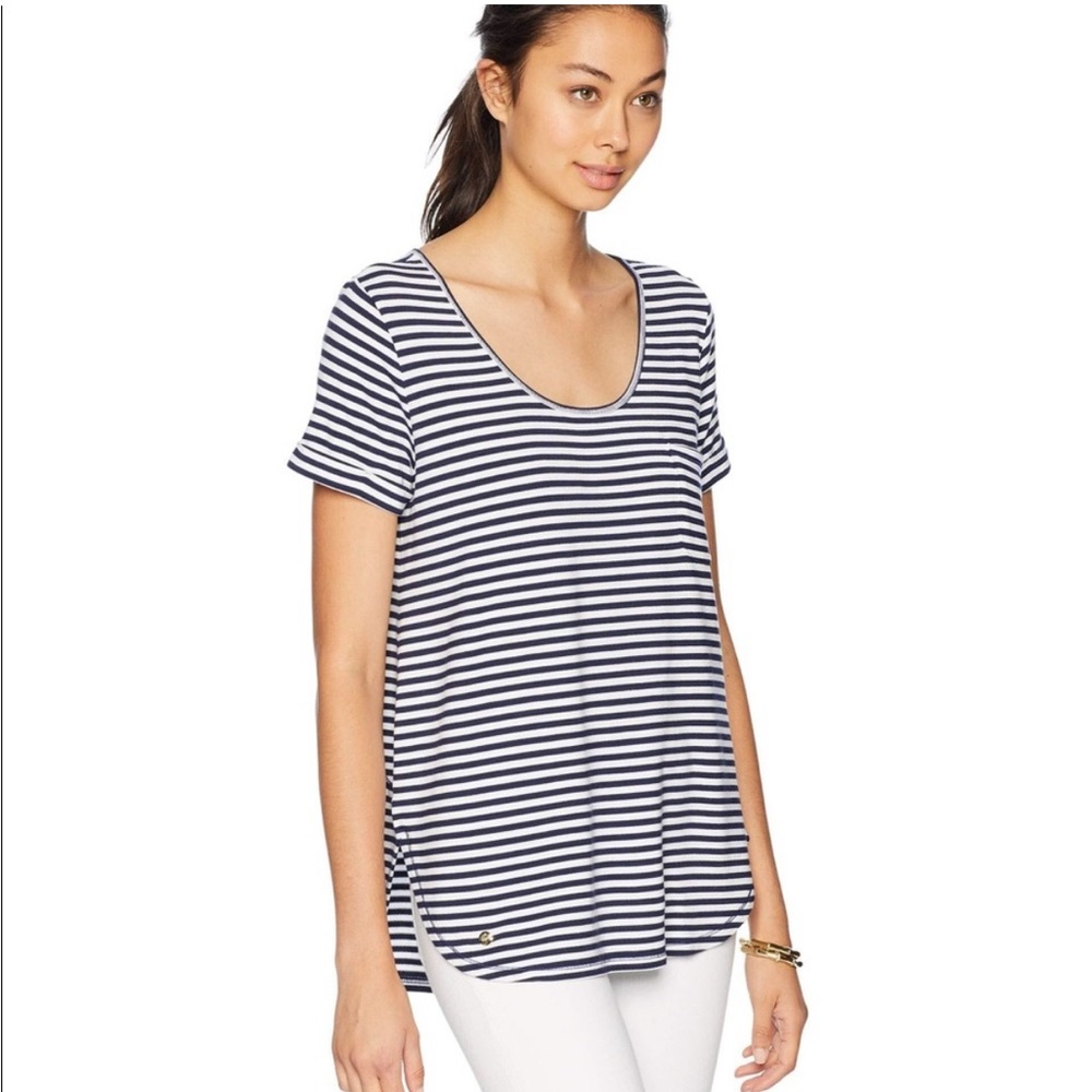 Lilly Pulitzer Navy and White Striped Short Sleeve Tee